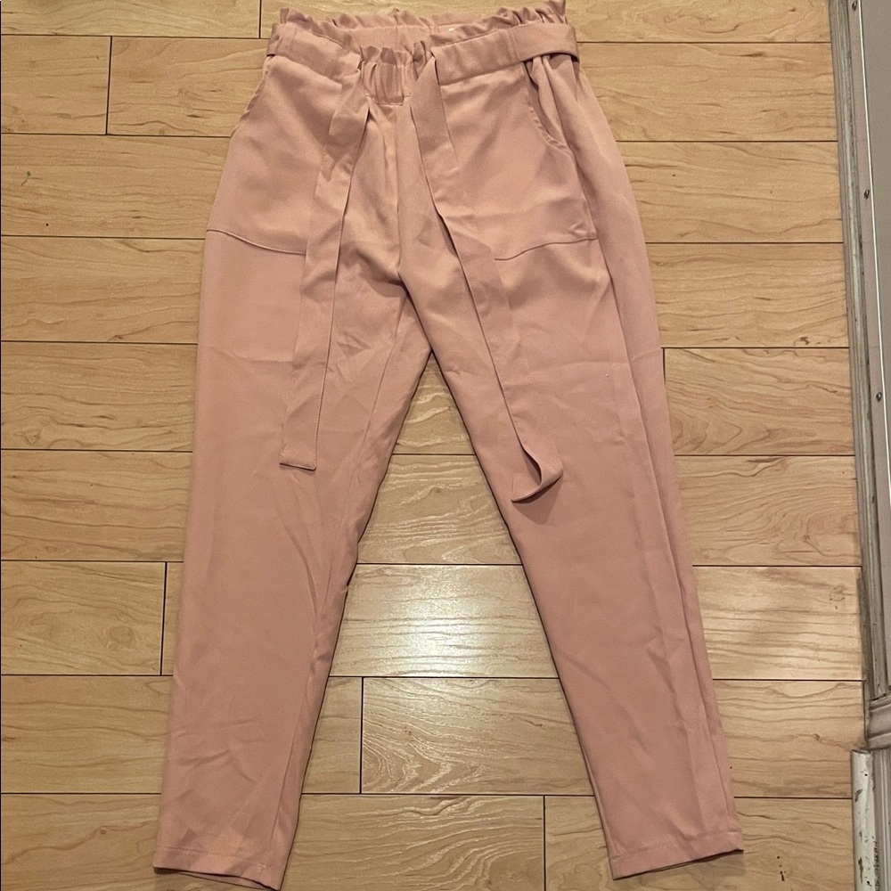 Revamped Blush Tie-Waist Cropped Pants